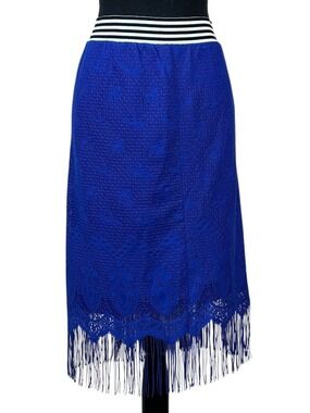 6th & LN Lane Bryant Blue Lace Fringe Hem Skirt Size 22/24